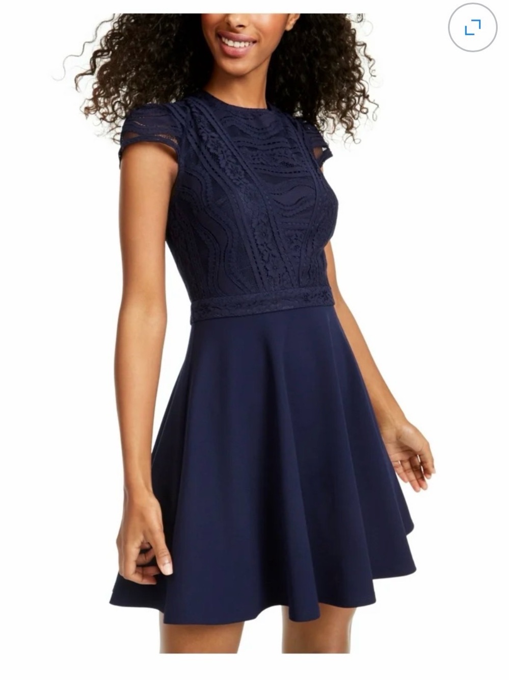 City Studio Navy Lace Fit & Flare Dress Junior size 7